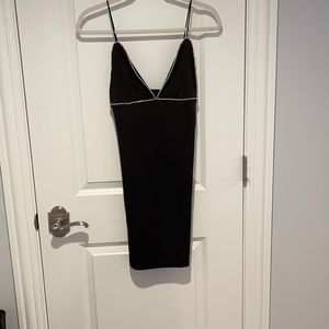 BLACK DIAMANTE STRAP DRESS